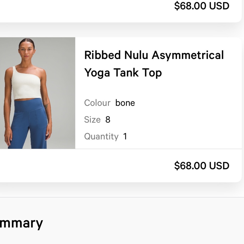 Ribbed Nulu asymmetrical Yoga Tank Top size 8